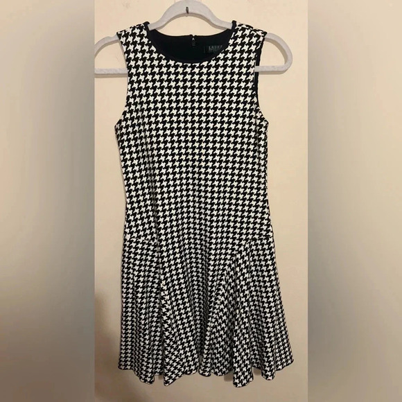 LAUREN Ralph Lauren Houndstooth Print Sleeveless Flare Skater Dress Size PS - Picture 2 of 6